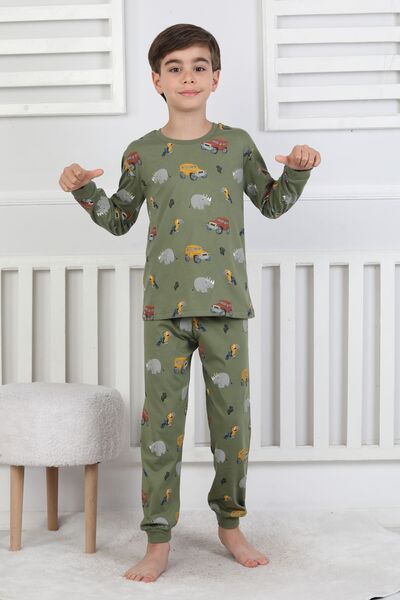 ZUZUNGA Mini Safari Desenli Erkek Çocuk Pijama Takımı