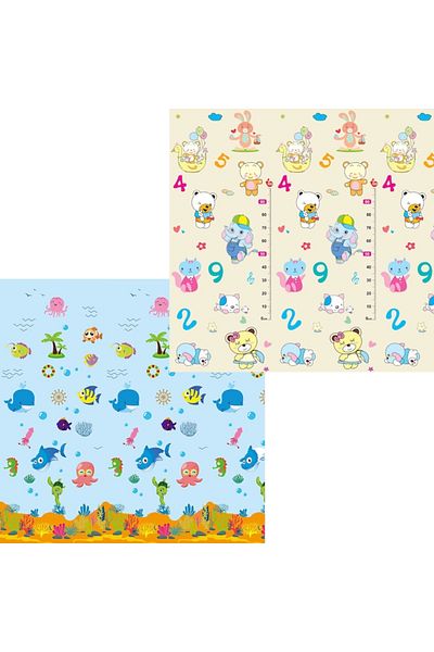 figga ® Play Mat for Kids, 200 x 180 cm, Protective Foam, Thermo-Insulating, Foldable, Two-Sided, In