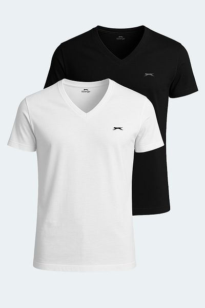 Slazenger SARGON Σετ 2 ανδρικά μπλουζάκια Λευκό - Μαύρο