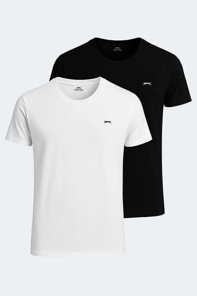 Slazenger SANDER KTN Σετ 2 ανδρικά μπλουζάκια Λευκό - Μαύρο