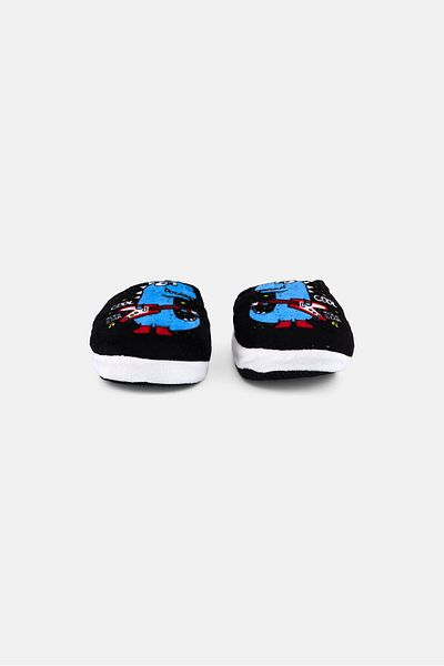 Royal Deluxe Kids Boy Dinosaur Slip On Homewear Slippers, Black