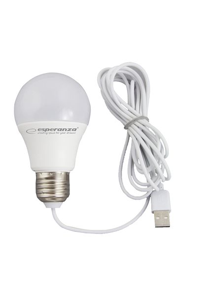 ESPERANZA LED bulb, warm light, USB powered, 5W, cable length 2.5m