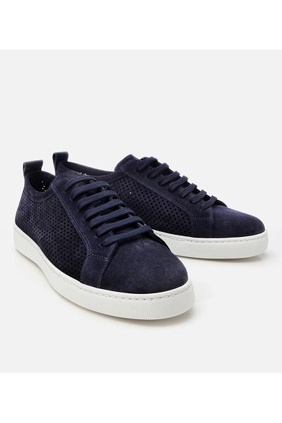 Hotiç Men's Suede Leather Navy Blue Ultra Light Sole Casual Shoes