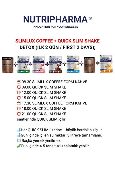 NUTRIPHARMA QUICK SLIM Aralıklı Oruç (IF) – Intermittent Fasting Keto Set | Öğün Tozu (60) + Slim Lux Coffee (30) + Shaker