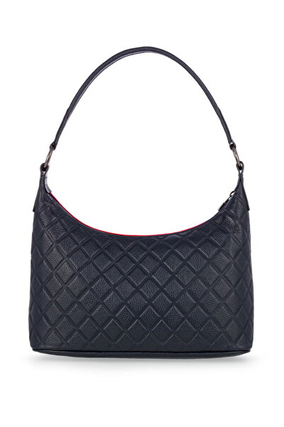 Bilik Deri Quilted Navy Blue-Red Women's Shoulder Bag Blm 8107