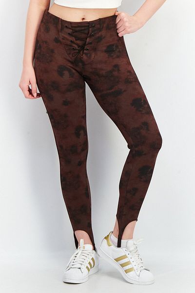 ASYOU Women Regular Fit Tie Dye Leggings, Brown