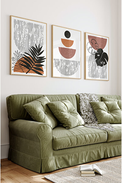 kutuTR 🖼️ Modern Minimal – 3’lü Ahşap Çerçeveli MDF Tablo Seti (3 Ebat Seçen...