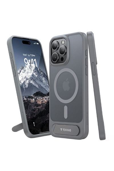 TORRAS UPRO Pstand Series Case For iPhone 15 Pro Max Titanium Grey |X00RP109K011