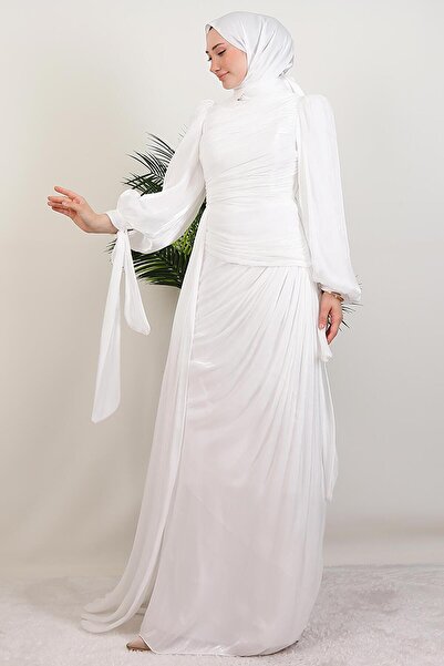 GİYZAMİLA Βραδινό φόρεμα Afra Silk Λευκό