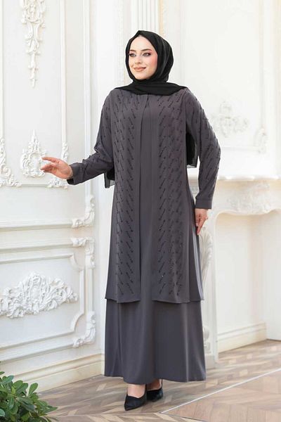 N.S NEVA STYLE Χάντρες Κεντημένο Καπνιστό Hijab Abaya 29120FU