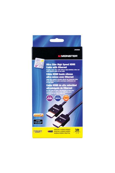 Monster Jhiu Slim HDMI Cable Black 3ft