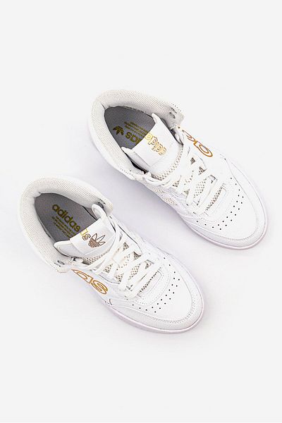 adidas Kids Boy Drop Step Lace Up Shoes, White Combo