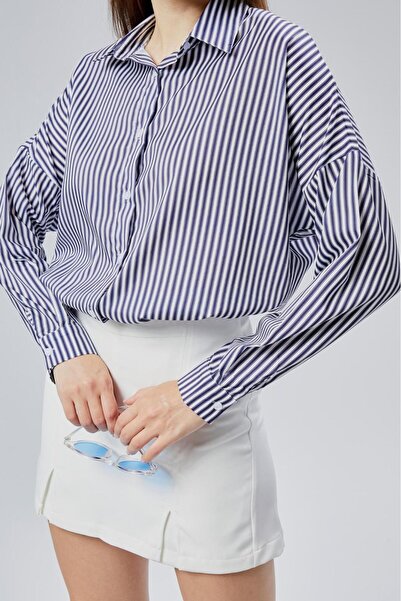 EMMAS CLOTHİNG Cămașă oversize pentru femei cu dungi albastre și albe