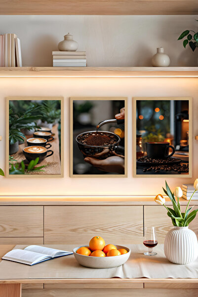 kutuTR ☕ Coffee Moments – 3’lü Çerçeve Görünümlü Tablo Seti (3 Ebat Seçeneği)...