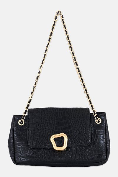 Vince Camuto Women Brand Logo Shoulder Bag 13 H x 25 L x 9 W cm, Black