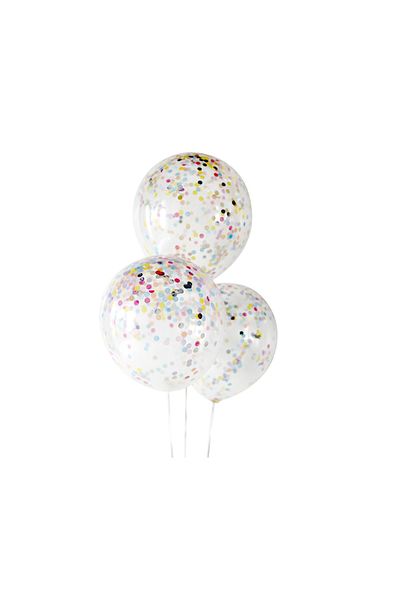 zola Set of 5 latex balloons, filled with confetti, 33 cm, transparent