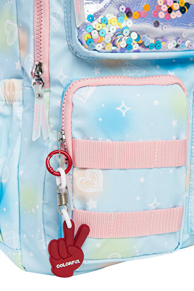 Colorful Рюкзак Liva Синій - Сумка для ноутбука з відділенням для ноутбука, з паєтками, щоденна сумка для дівчаток початкової школи - середньої школи - ліцею