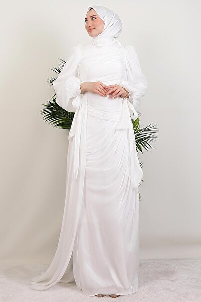 GİYZAMİLA Βραδινό φόρεμα Afra Silk Λευκό