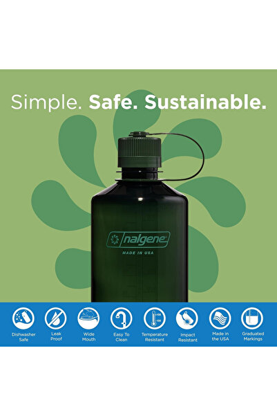 NALGENE Narrow Mouth Suluk 1 Litre 32 Oz Nefti Yeşil 2021-3032
