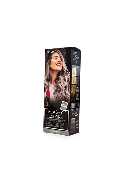 Neva Flashy Colors Silver Gray, Semi-permanent hair color, silver gray, 100% vegan, Neva, 100 ml