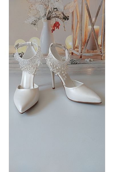 Modavien Women's Bridal Shoes with 10 cm Pearls
