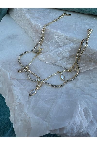 NFS BUTİK Waterway Drop Stone 316L Steel Ysx Anklet