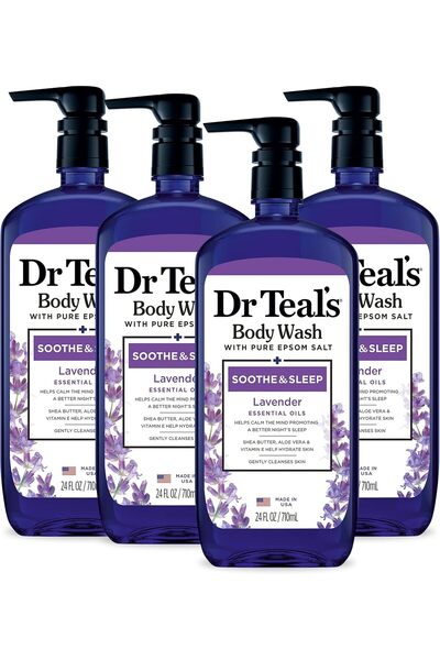 Dr Teals غسول الجسم بملح إبسوم النقي من دكتور تيلز، مهدئ ومرطب مع اللافندر، 2...