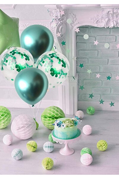 zola Σετ 10 μπαλόνια κομφετί, πράσινα και διαφανή, διαμέτρου 33 εκ.