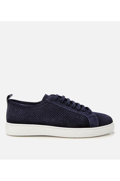 Hotiç Men's Suede Leather Navy Blue Ultra Light Sole Casual Shoes
