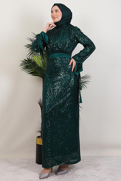 GİYZAMİLA Βραδινό φόρεμα Efsun Sequin Emerald