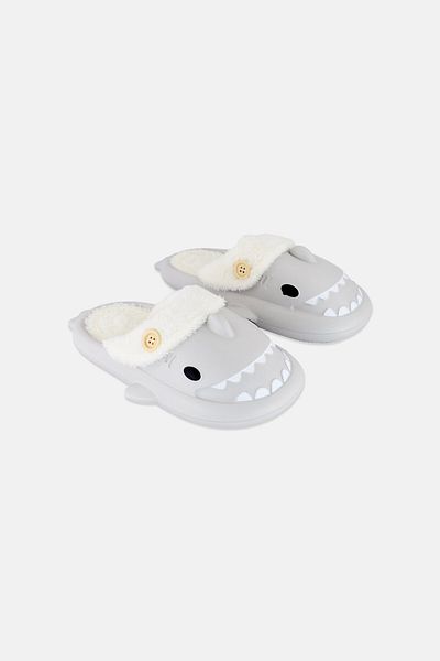 Royal Deluxe Kids Boy Shark Slip On Clogs, Grey