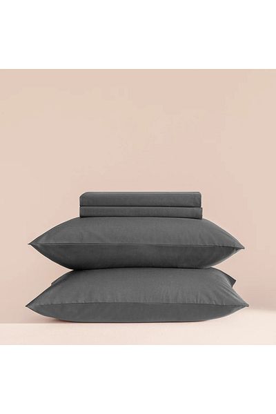 Penelope 100% Cotton Percale Fitted Sheet Set 120X200 cm Anthracite - Pure Series