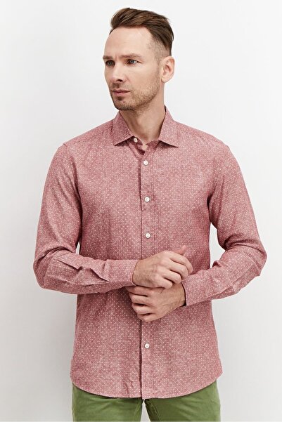 Antony Morato Men Slim Fit Spread Collar Long Sleeve Casual Shirt, Bordeaux