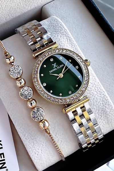 Daniel Klein Gold Colored 3 Atm Waterproof Women's Wristwatch - Steel Cord Bracelet Gift DKBY2015C3