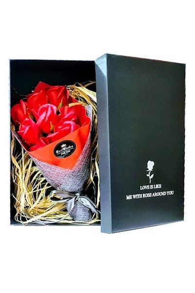 OEM Bouquet of 9 soap roses packed in a gift box with a message, red color