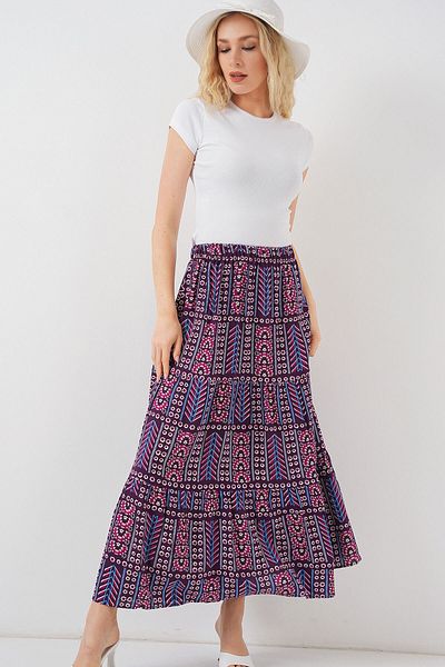 Bigdart Women's Patterned Long Skirt 8053 - Purple
