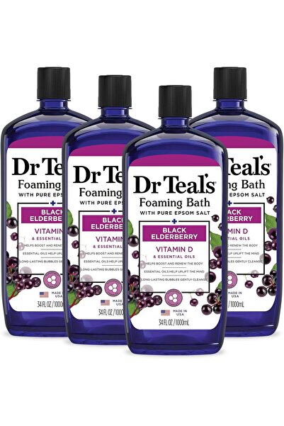 Dr Teals حمام دكتور تيل الرغوي بملح إبسوم النقي، توت البلسان الأسود مع فيتامي...
