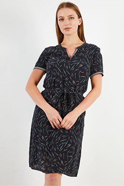 ONE STEP Women Allover Print Mini Dress, Black Combo