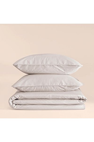 Penelope 100% Cotton Percale Duvet Cover Set 160X220 cm Gray - Pure Series
