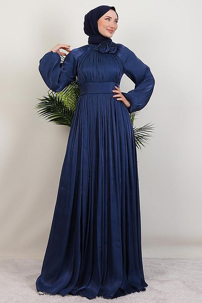 GİYZAMİLA Ροζ Φόρεμα Hijab Navy Blue