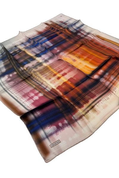 Armine Silk Scarf Nostalgia Sura 8323Ds Tie-Dye Pattern Indigo-Tile-34