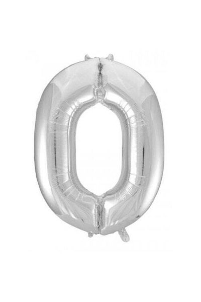 zola Foil balloon figure 0, Silver, 76 cm