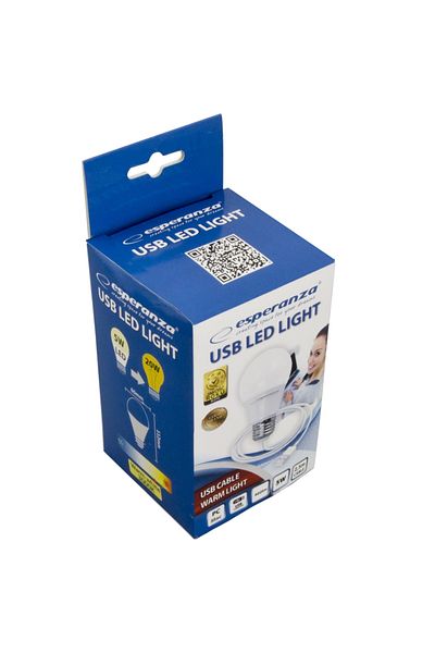 ESPERANZA LED bulb, warm light, USB powered, 5W, cable length 2.5m