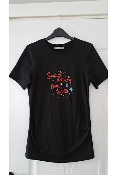 MEGHAN L.A Maternity Front Printed Cotton Fabric Tshirt