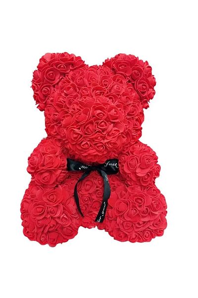 OEM Rose Bear Floral Arrangement, Bride Decor, 40 cm, Red