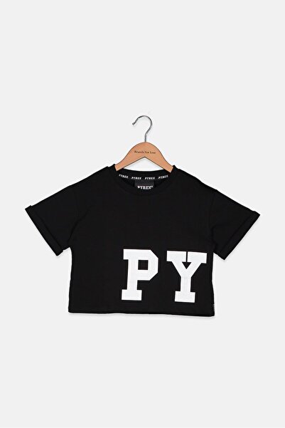 Pyrex Kids Kid Girls Round Neck Graphic Short Sleeve Top, Black