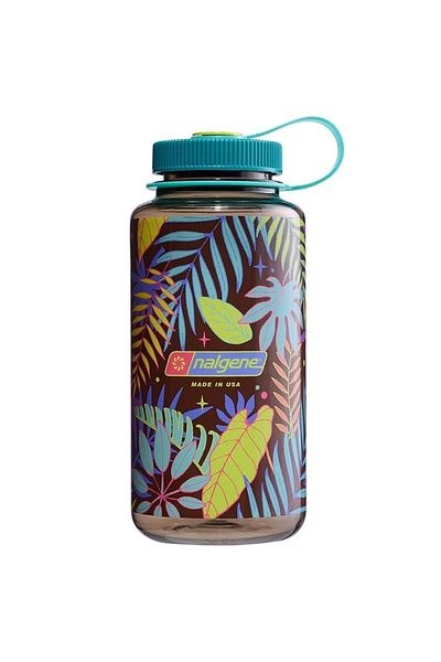 NALGENE Wide Mouth 32 oz Water Bottle Flask 1 Liter Botanical Ferns 682023-0212