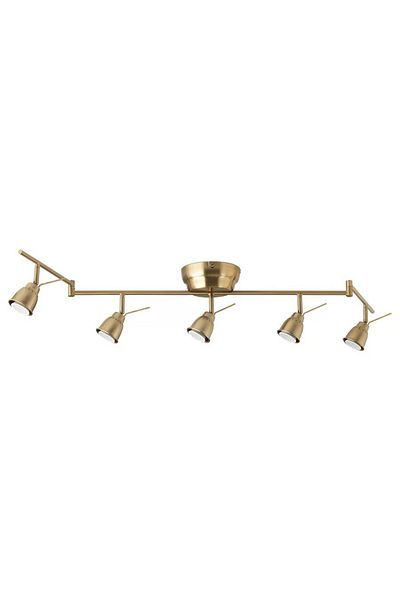 rexa Ceiling Track Light with 5 Spots – Brass-Coloured Adjustable Fixture for Modern Interiors
