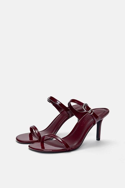 Pull & Bear Faux-patent-finish heeled sandals