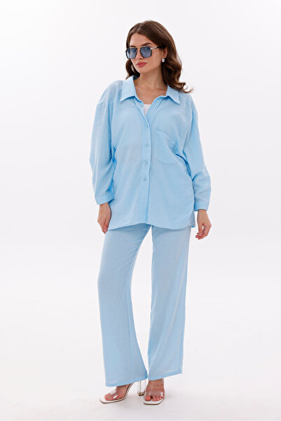 LA PANTE طقم نسائي من Alt Top، قميص وبنطلون، طقم نسائي بخصر مطاطي، قميص موسلي...